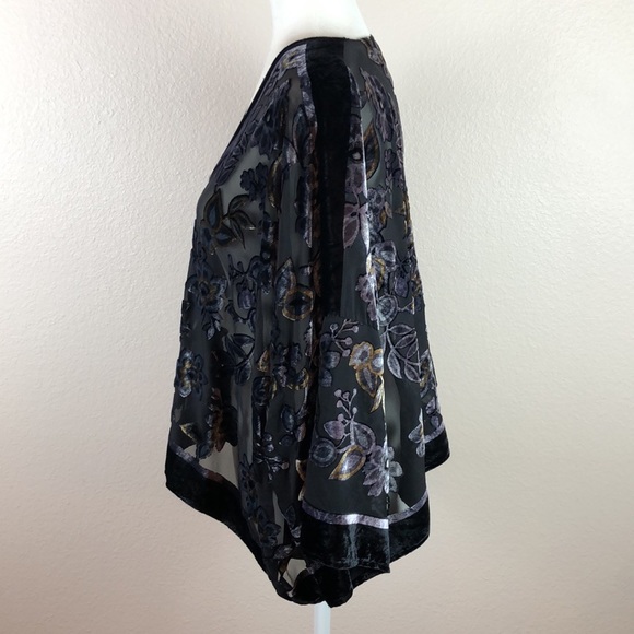 A New Day Kimono Sheer Velvet Velour Accent One Size - Picture 3 of 8